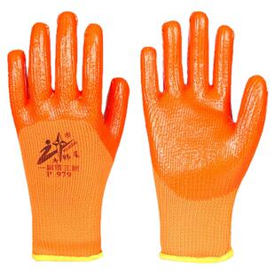 牛郎星P979毛圈加绒保暖劳保手套冬季加厚耐磨防寒防水耐油胶皮