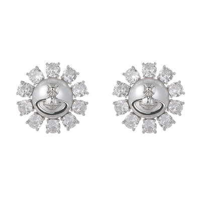 轻奢高级感土星珍珠耳环镶钻耳钉