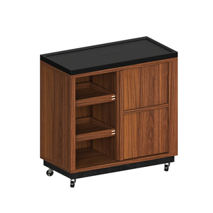 出乎家具纵横茶车可移动茶水柜黑胡桃木边柜茶台烧水壶茶车