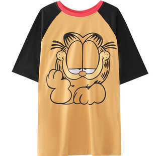 加肥加大码女200斤短袖胖mm夏睡衣宽松纯棉卡通孕妇睡裙女可外穿