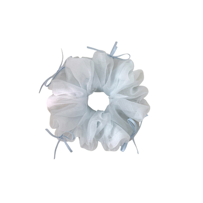 甜美韩系蓝色网纱蝴蝶结大肠发圈