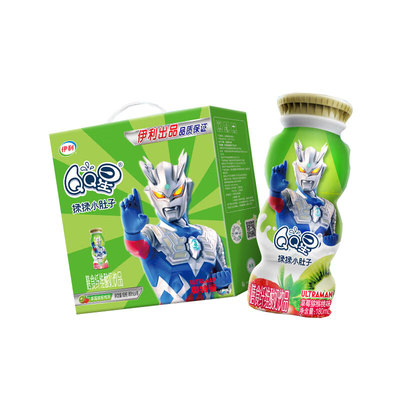 伊利QQ星揉揉小肚子膳食纤维酸奶饮品草莓猕猴桃味180ml*16瓶牛奶