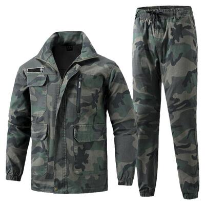 迷彩弹力加裆纯棉防烫电焊工作服