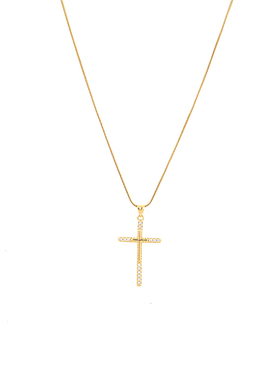 极简中古锆石十字架项链小众