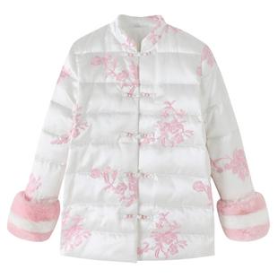 唐装中国风棉服2026新款女装秋白色高端大牌短款外套新中式羽绒服