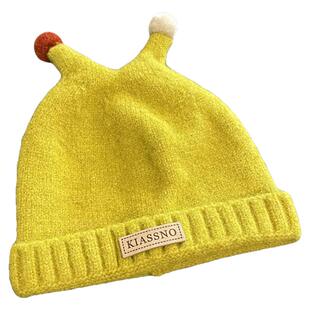 宝宝帽子冬天毛线帽韩版可爱超萌触角针织帽婴幼儿加厚保暖护耳帽