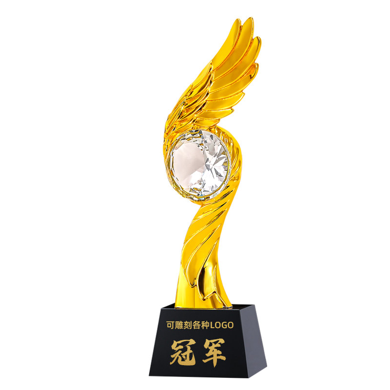 钻石翅膀水晶奖杯定制定做星星创意麦穗销售冠军优秀员工年会颁奖