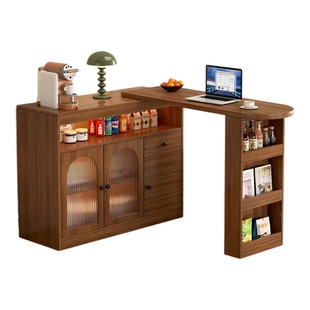 客厅咖啡吧台岛台一体桌子家用全实木开放式轻奢高级感隔断餐边柜