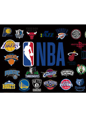 墙贴nba湖人勇士队标房间装饰