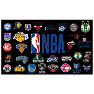 墙贴NBA篮球logo背景湖人勇士标志队标学生宿舍床边房间装饰自沾