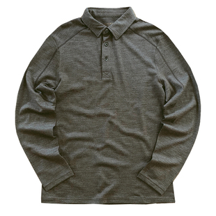 男tad加厚美利奴羊毛翻领长袖t恤户外休闲衣商务Polo美丽诺速干衣