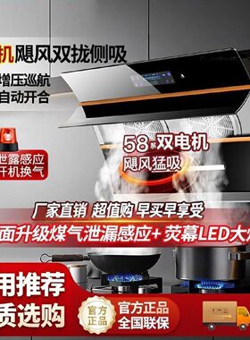 真美油烟机厨房家用大吸力双电机烟机出租房抽油烟机侧吸式弧形