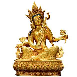 欧斯特全鎏金《妙音天女》精工铜雕家用《辩才天女》铜像摆件