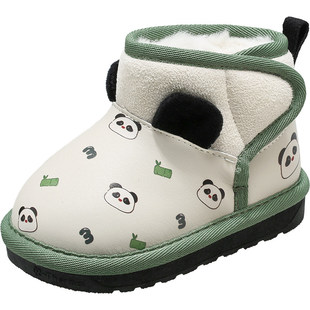 牧童宝宝雪地靴2025冬季新款男童软底皮面学步鞋加厚保暖大棉鞋女