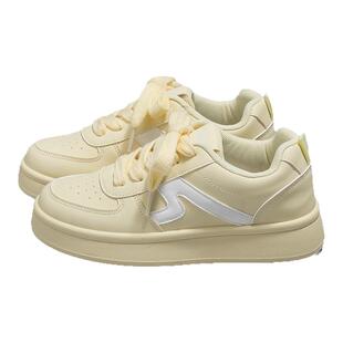 环球柠檬黄板鞋女款2026春季新款厚底百搭轻便低帮学生运动休闲鞋