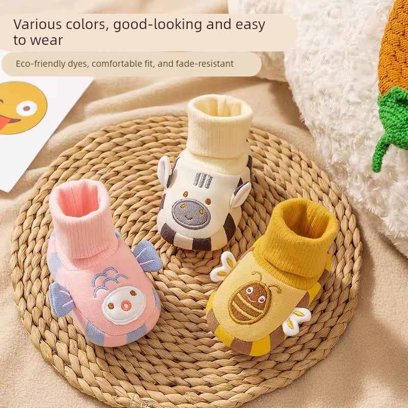 婴儿幼鞋春秋冬季0-6月男女宝宝鞋袜不掉鞋软底加绒防滑步前鞋套9