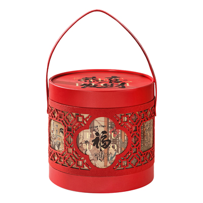 2026马年新年礼盒包装盒高档圆桶雪花酥牛轧饼干盒太妃糖果盒空盒