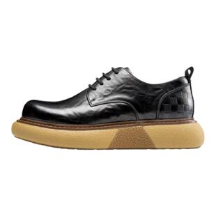 AOKANG奥康秋季新款青年潮流休闲皮鞋男真皮厚底简约舒适鞋