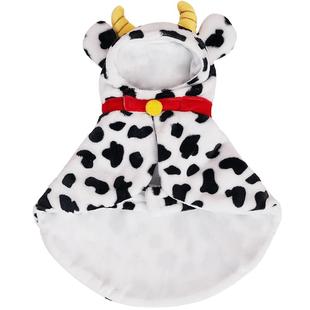 zeze奶牛披风冬季外套宠物衣服冬天保暖可爱猫咪斗篷小型犬服饰