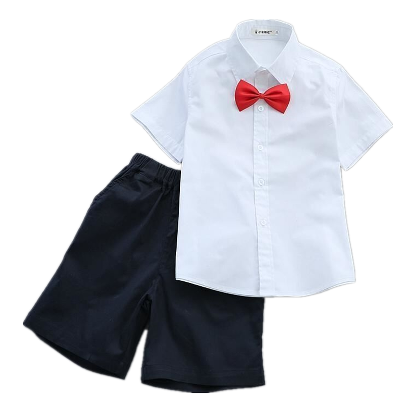 儿童白色短袖衬衣幼儿园演出服小主持人六一小学生大合唱表演服装