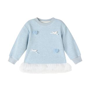 笛莎官方童装女童卫衣冬季新款小童女孩儿童洋气可爱立体网纱上衣