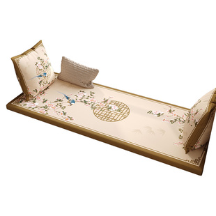 棕色飘窗垫中古风阳台垫子2026新款四季通用珍珠棉乳胶榻榻米定做