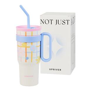 UPRIVER苹安果保温杯超大容量陶瓷内胆吸管保温杯