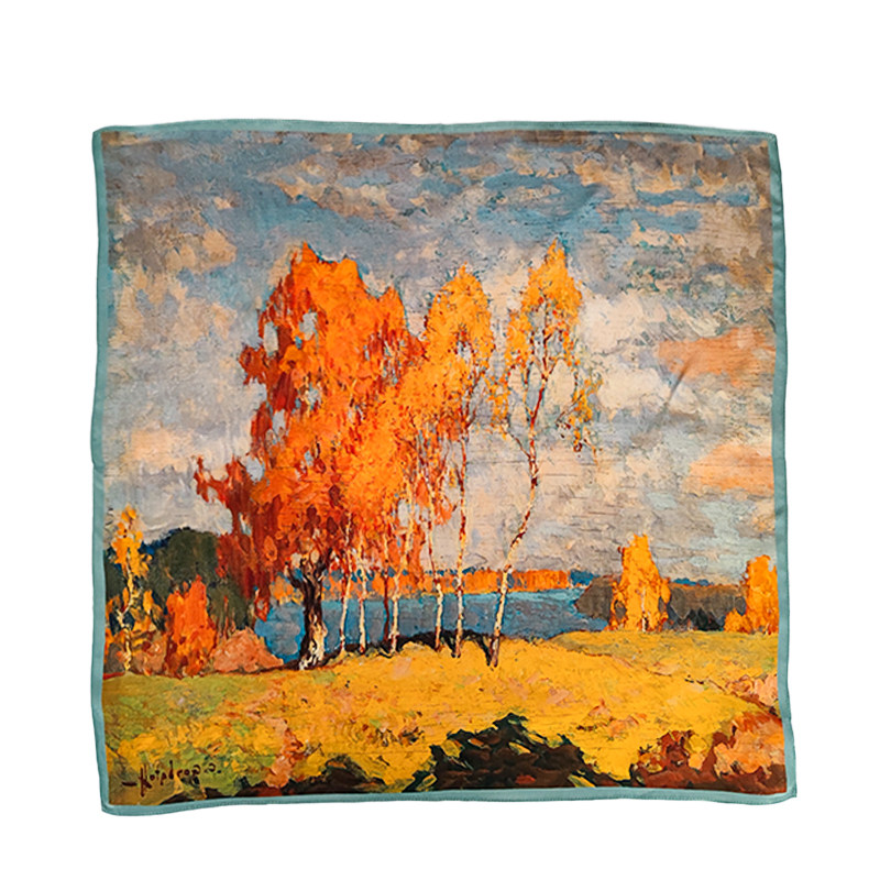 敦煌飞天壁画丝巾真丝可装裱55cm