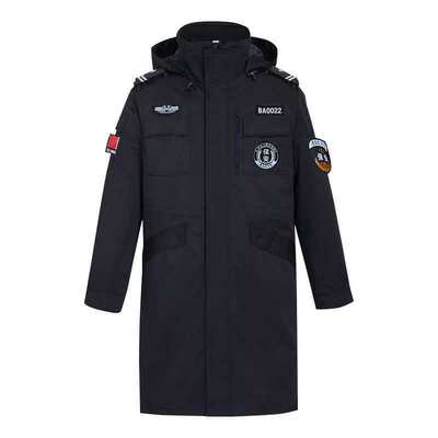 加长双层保安棉大衣男冬季防寒