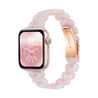 适用iwatchs11表带新款s9树脂applewatchs8小众手表带女士苹果手表s10s6s5夏天女生透气高级女款iPhonewatch