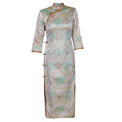 真丝锦缎旗袍复古妈妈婚礼旗袍