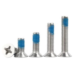 304不锈钢十字沉头螺丝槽点胶平头螺栓防松防震防滑涂胶螺丝钉m2