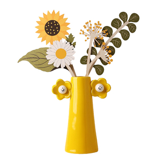 创意迷你卡通小花瓶陶瓷装饰摆件可爱桌面水培插花花器INS奶油风