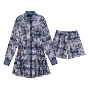 SagiDolls少女斗志叠穿王者!甜酷辣妹街头休闲烧毁印花衬衣连衣裙