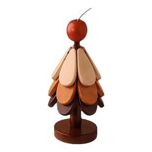 圣诞树隔热垫创意餐垫桌杯垫实木防烫耐高温锅垫餐边柜摆件装饰品