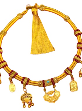 宝宝项圈编绳挂绳平安金锁宝宝项链新生儿童满月百天周岁手工项圈