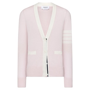 [6期免息]THOM BROWNE 女士2025秋冬美利奴羊毛四条纹轻薄开衫