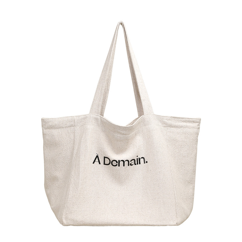 亚麻托特包包女大容量托特单肩包