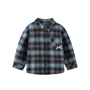 齐齐熊宝宝红色格子衬衫男童外套春季2026新款儿童长袖衬衣拜年服