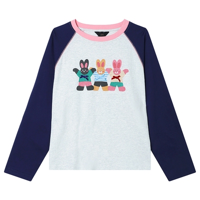 白鹿语趣味印花图案长袖T恤