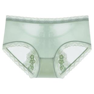绮贝缇女士内裤中腰蕾丝性感纯欲桑蚕丝抗菌裆法式大码舒适三角裤