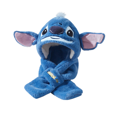 可爱史迪仔帽子围巾一体女冬季