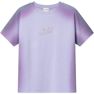 Juicy Couture橘滋T恤女26夏季新款渐变喷染烫钻宽松圆领短袖上衣