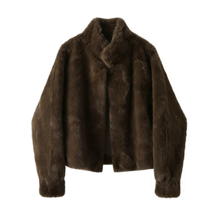 仿水貂绒皮毛一体大衣外套女冬季立领加厚环保皮草短款毛毛绒上衣