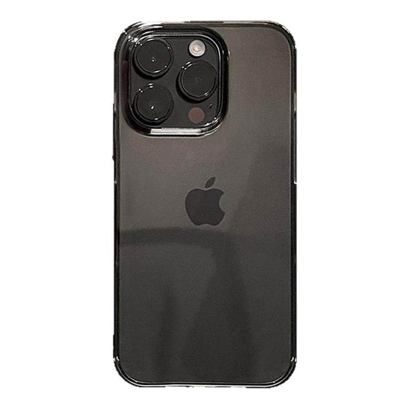 黑色手机一定要尝试的黑灰透明壳苹果15PROMAX高级17黑灰壳14适用iphone16Pro手机壳mini潮12/11