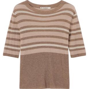 【播奥莱】播商场同款领口撞色针织衫春秋条纹毛衫女BDQ3SD0455