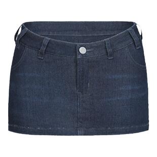 ABMY 腰臀比杀手 迷你牛仔裙裤女复古辣妹超短防走光低腰包臀裙