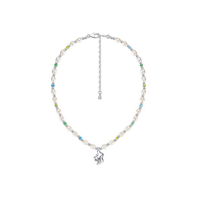 三倍微醺彩虹色花苞珍珠项链