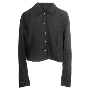 DETW 25AW“黑夜骑士”盔甲金属排扣基础翻领短款宫廷夹克外套