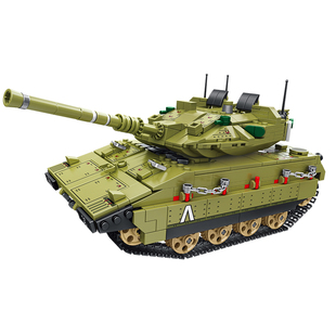 潘洛斯积木儿童益智拼装遥控梅卡瓦坦克模型玩具男孩军事拼图礼物